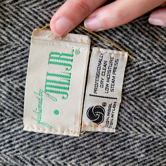 Vtg Black & White Tweed Trench Coat Wool Blend Sz M/L Jill Jr. - Picture 9 of 9